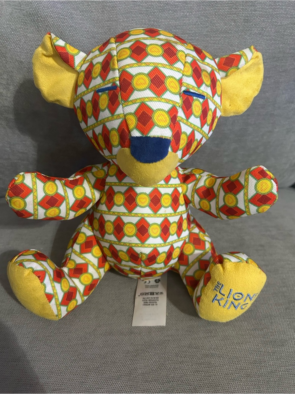 Disney Store The Lion King Simba Plush African Geometric Print Stuffed Animal
